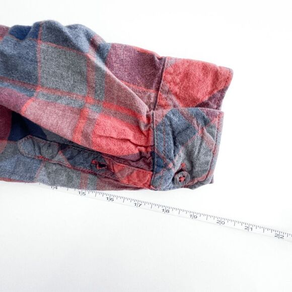 Billabong Men's Shirt Core Fit Stretch Plaid Button-Up Flannel Red Size L - Picture 5 of 8